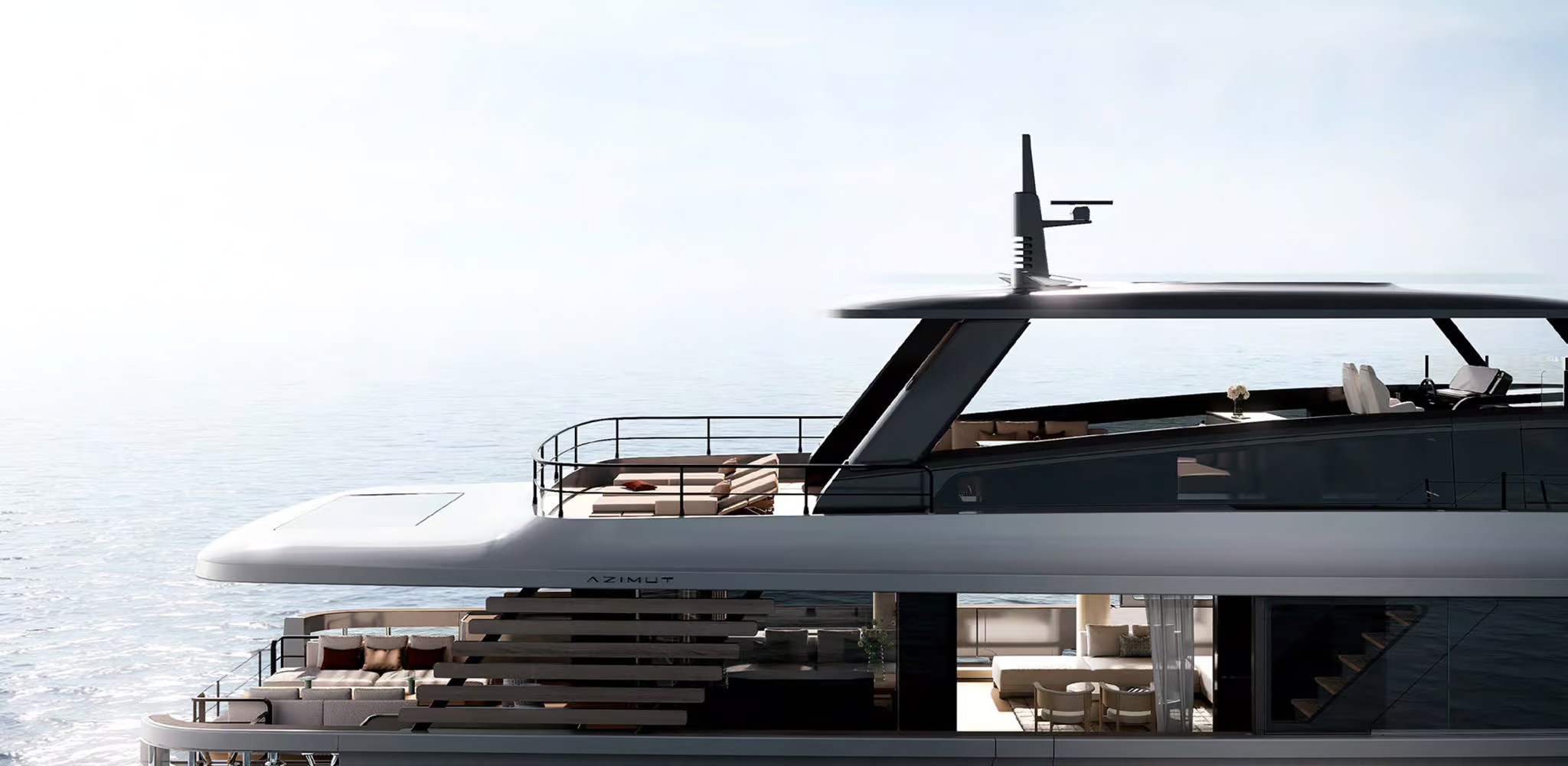 Azimut Magellano 27M, boot van buiten render