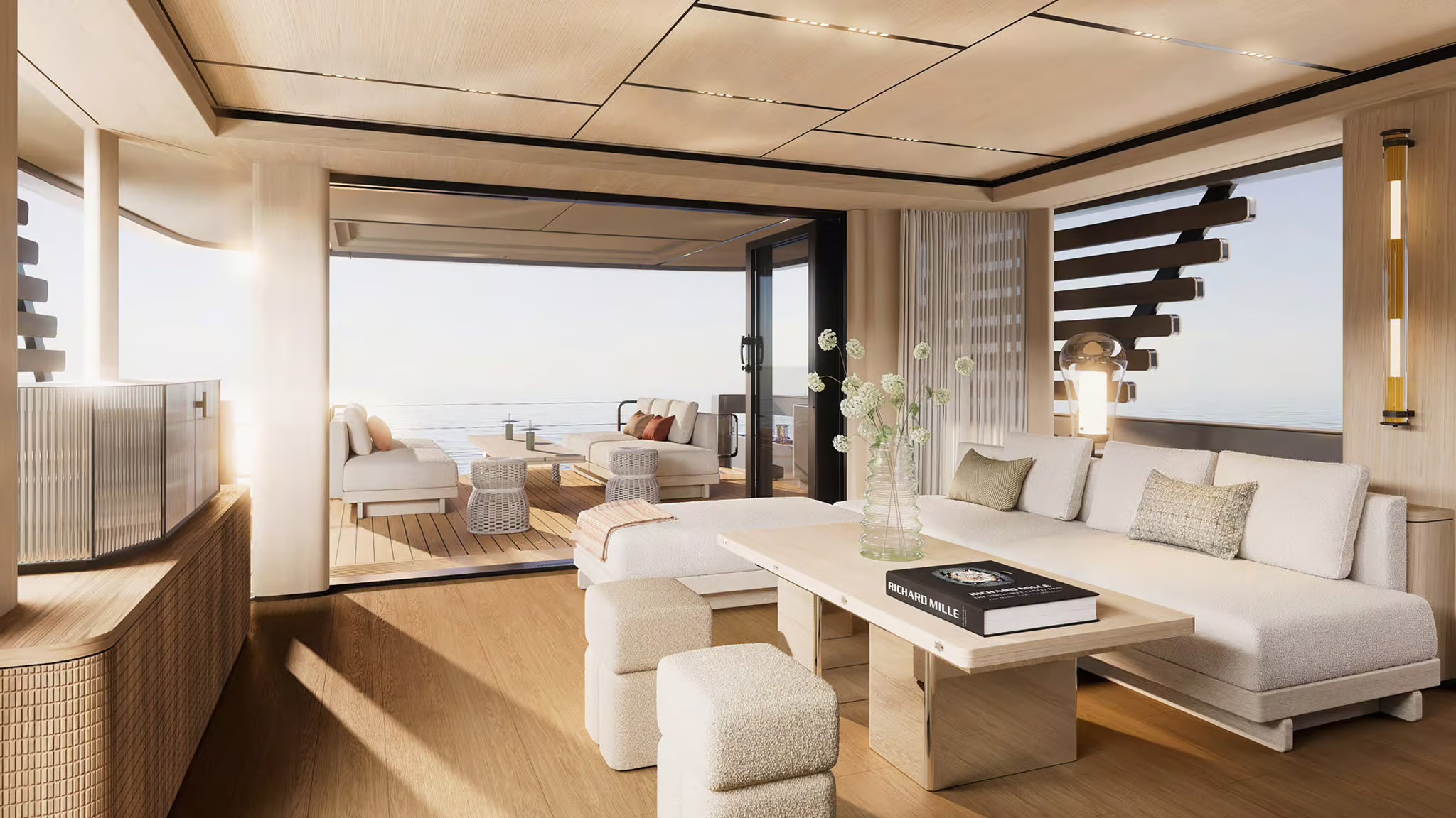 Azimut Magellano 27M, salon met eettafel
