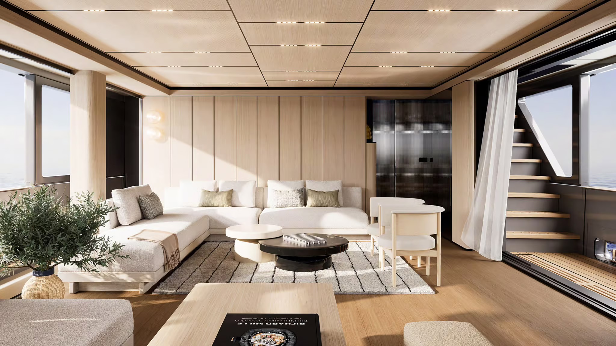 Azimut Magellano 27M, salon met trap
