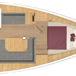 Bavaria C38, plattegrond slaapkamer met bed