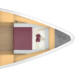 Bavaria C42, plattegrond slaapkamer met bed