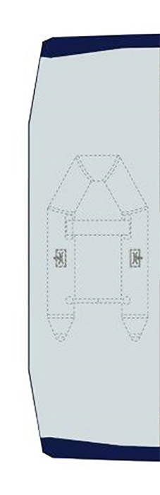 Bavaria C50, technische tekening opblaasbare boot layout