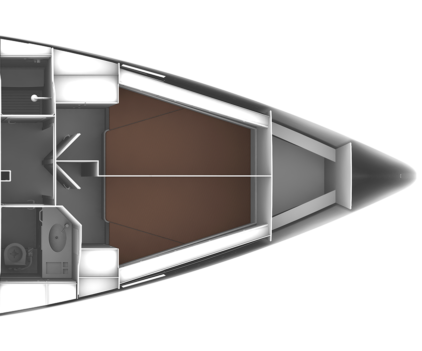 Bavaria CRUISER 46, plattegrond boot met slaapkamer