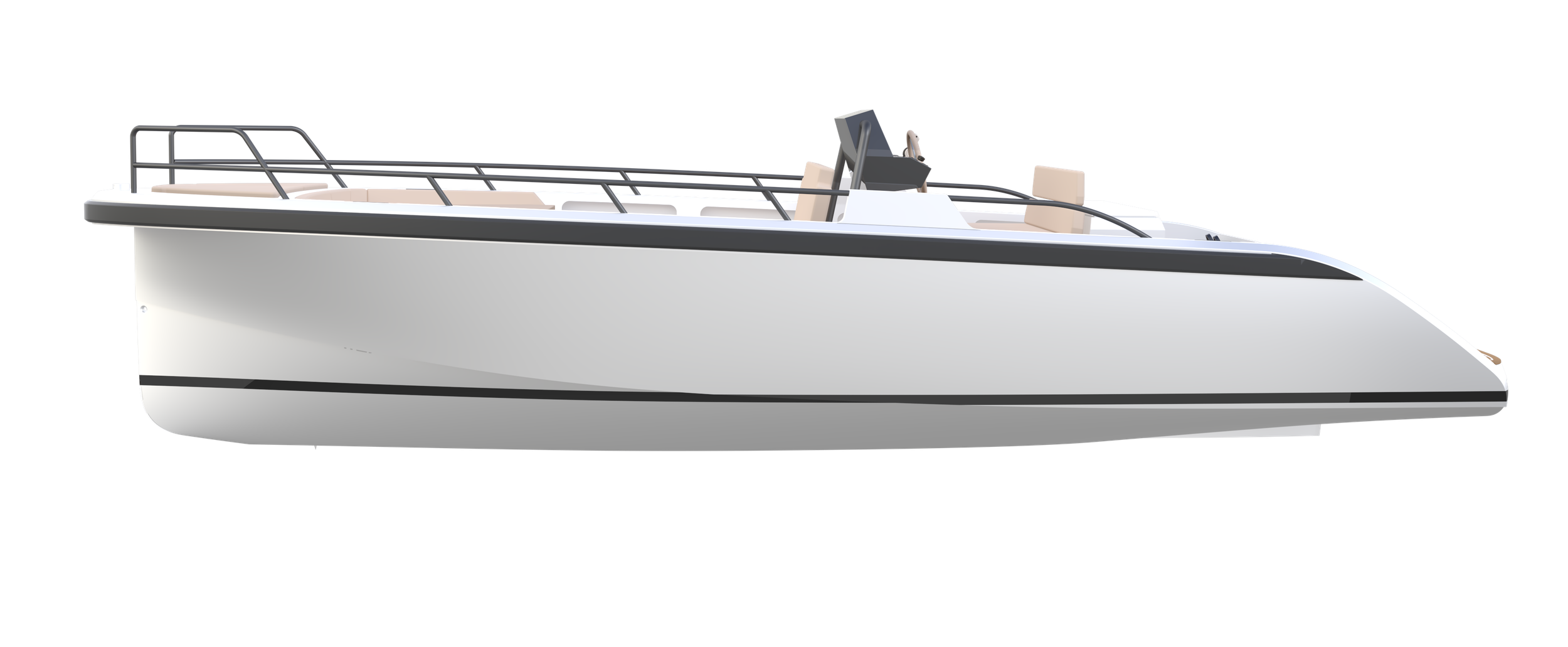 JR Yachts X8, boot zijaanzicht witte romp