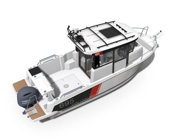 Jeanneau Merry Fisher 695 Sport, boot bovenaanzicht op witte achtergrond