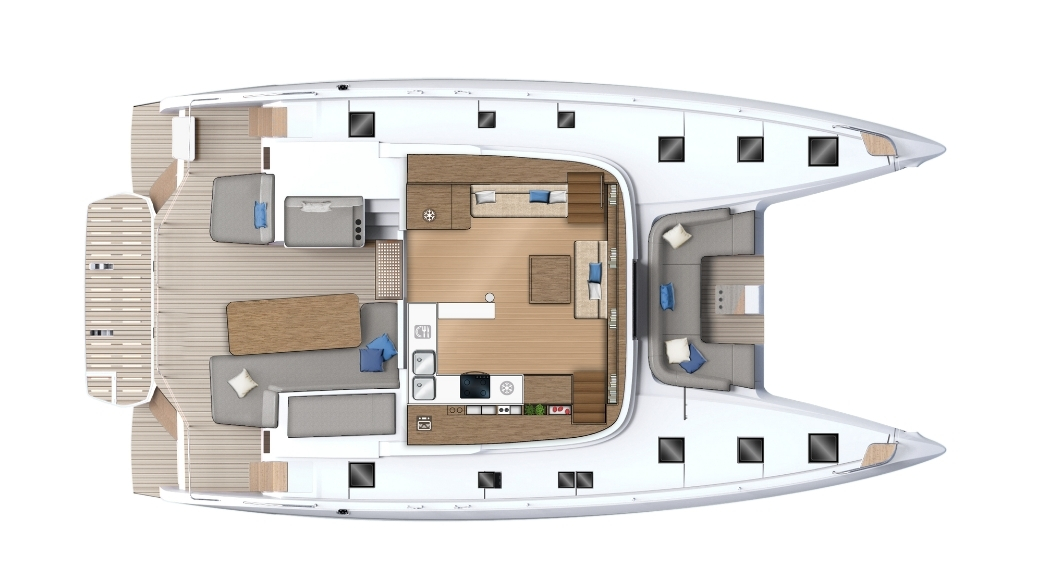 Lagoon 55 Millenium, plattegrond salon met keuken