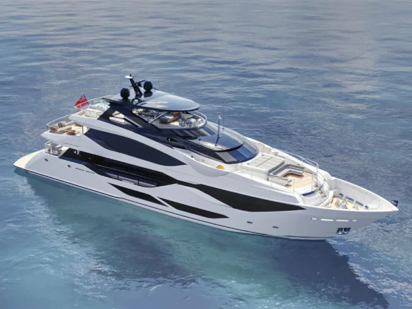 Sunseeker 134 Superyacht, luxe jacht varend op zee