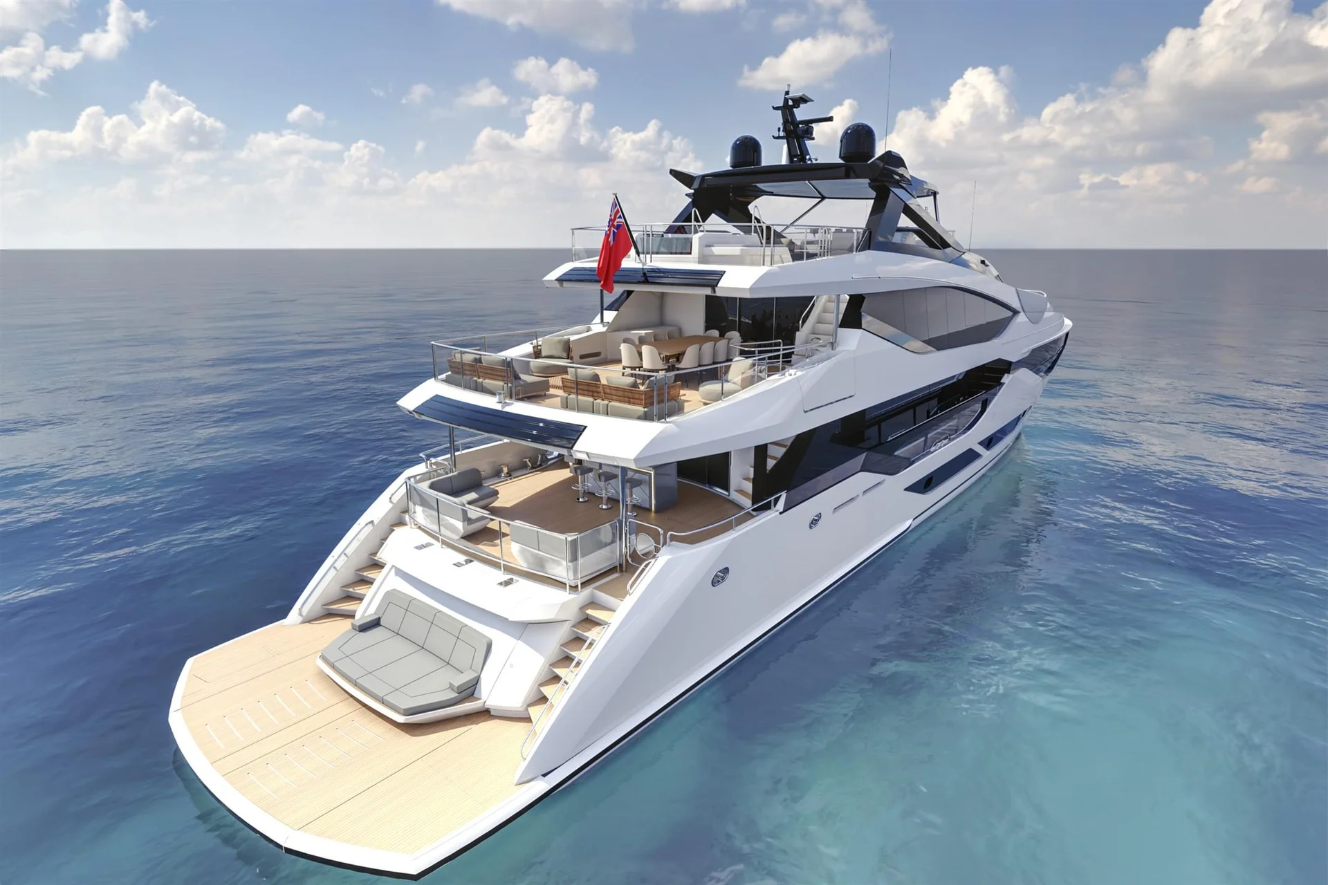 Sunseeker 134 Superyacht, luxe motorjacht op zee