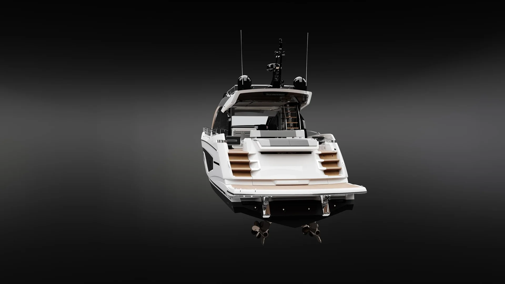 Sunseeker 65 Sport Yacht, achteraanzicht jacht op water