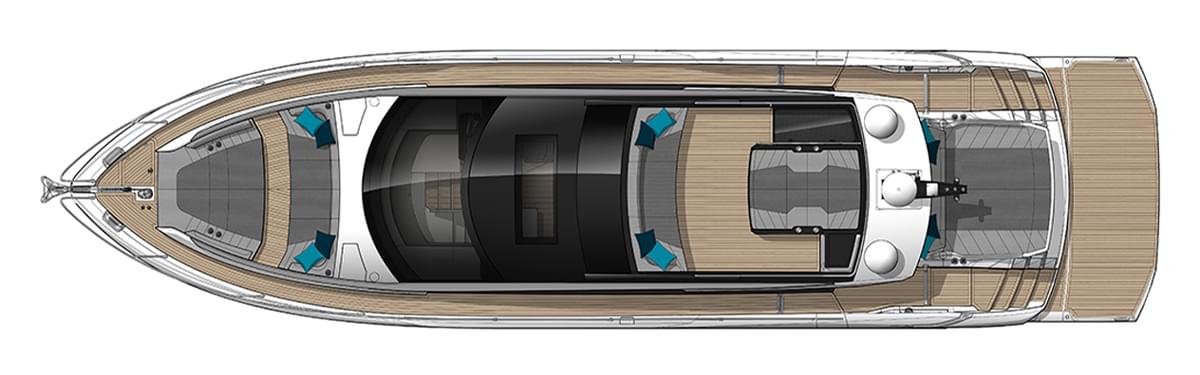 Sunseeker 65 Sport Yacht, plattegrond boot van boven