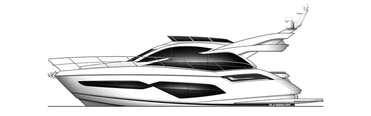 Sunseeker Manhattan 55, technische tekening van jacht