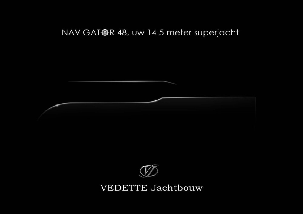 Vedette Navigator 48, silhouet van jacht schaduw