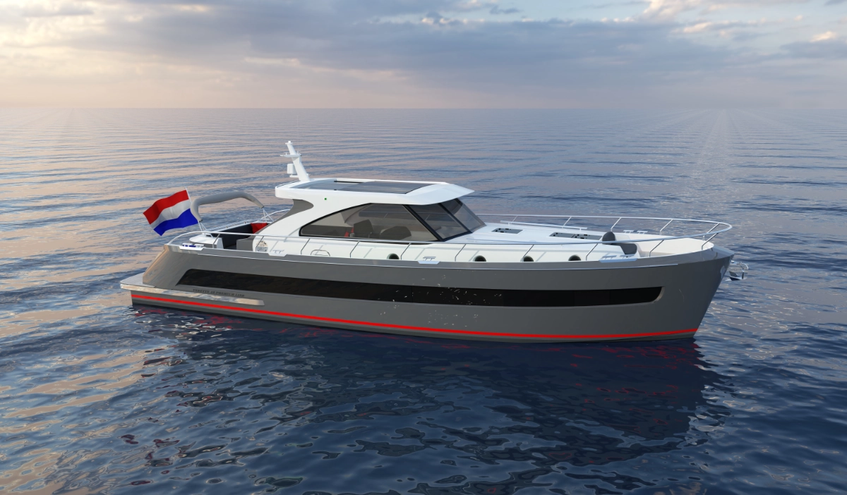 Vedette Premium Line 43, motorboot varend op zee