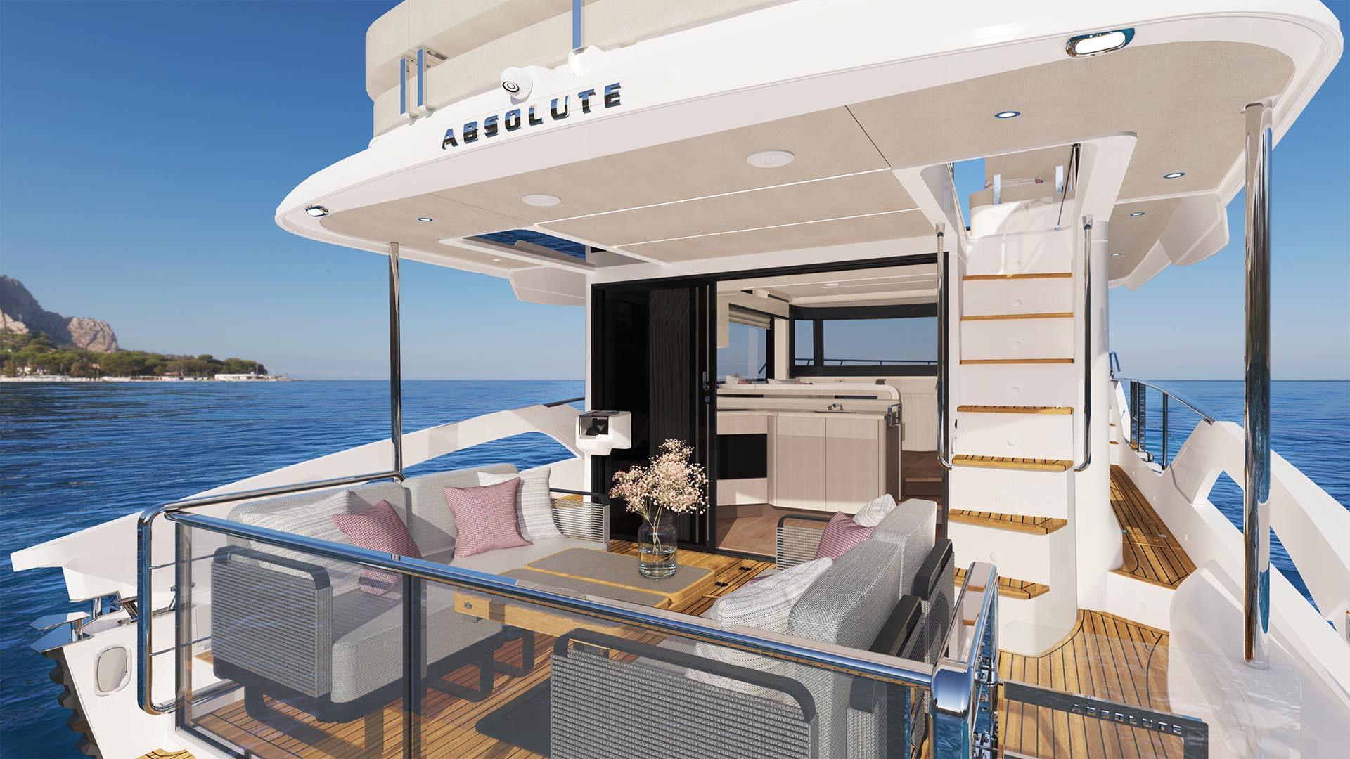 Absolute Navetta 50, achterdek met lounge zithoek
