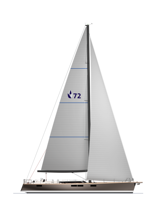 Contest 72CS, zeilboot met witte zeilen