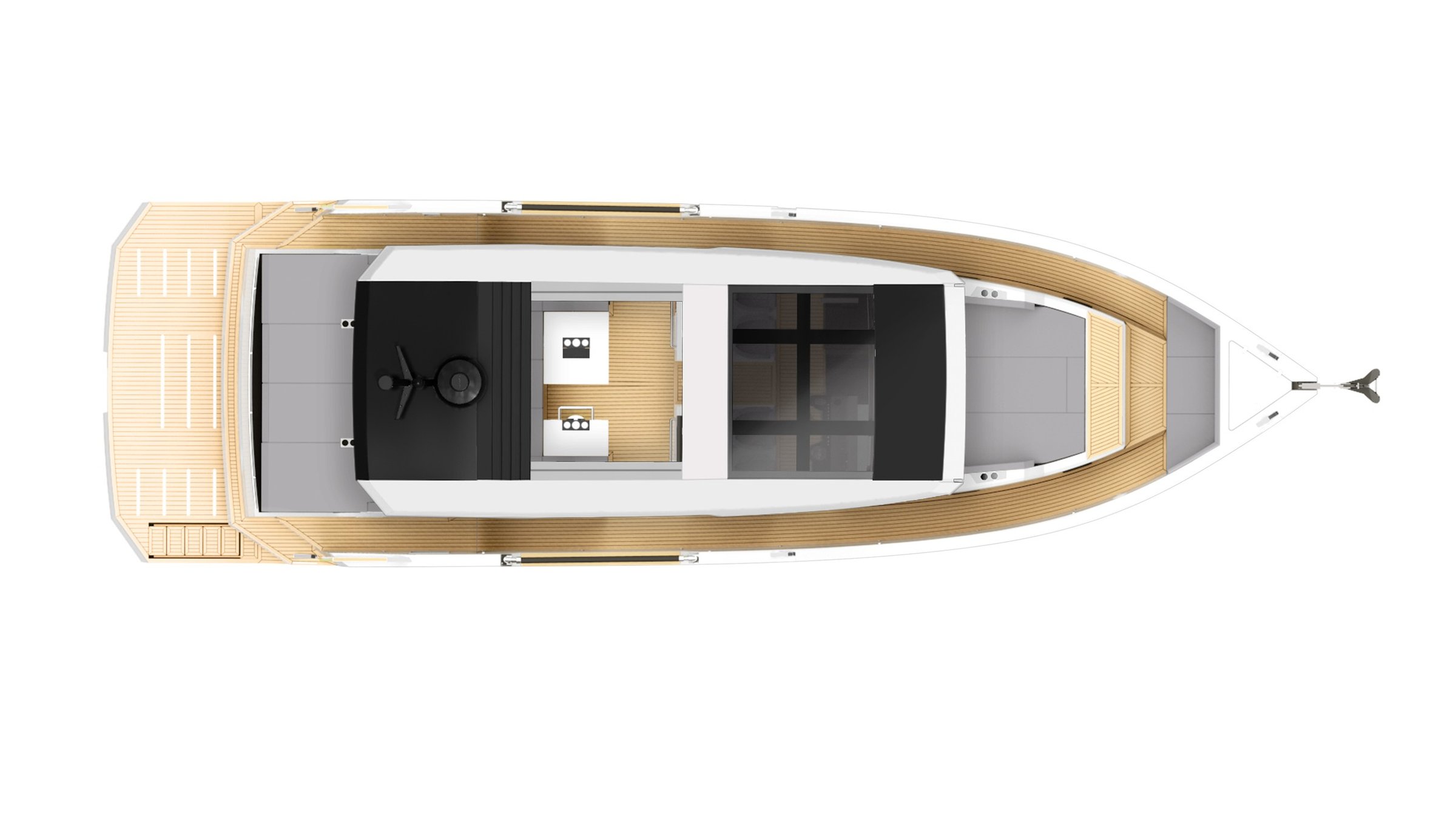 De Antonio D50 Coupe, plattegrond boot van boven