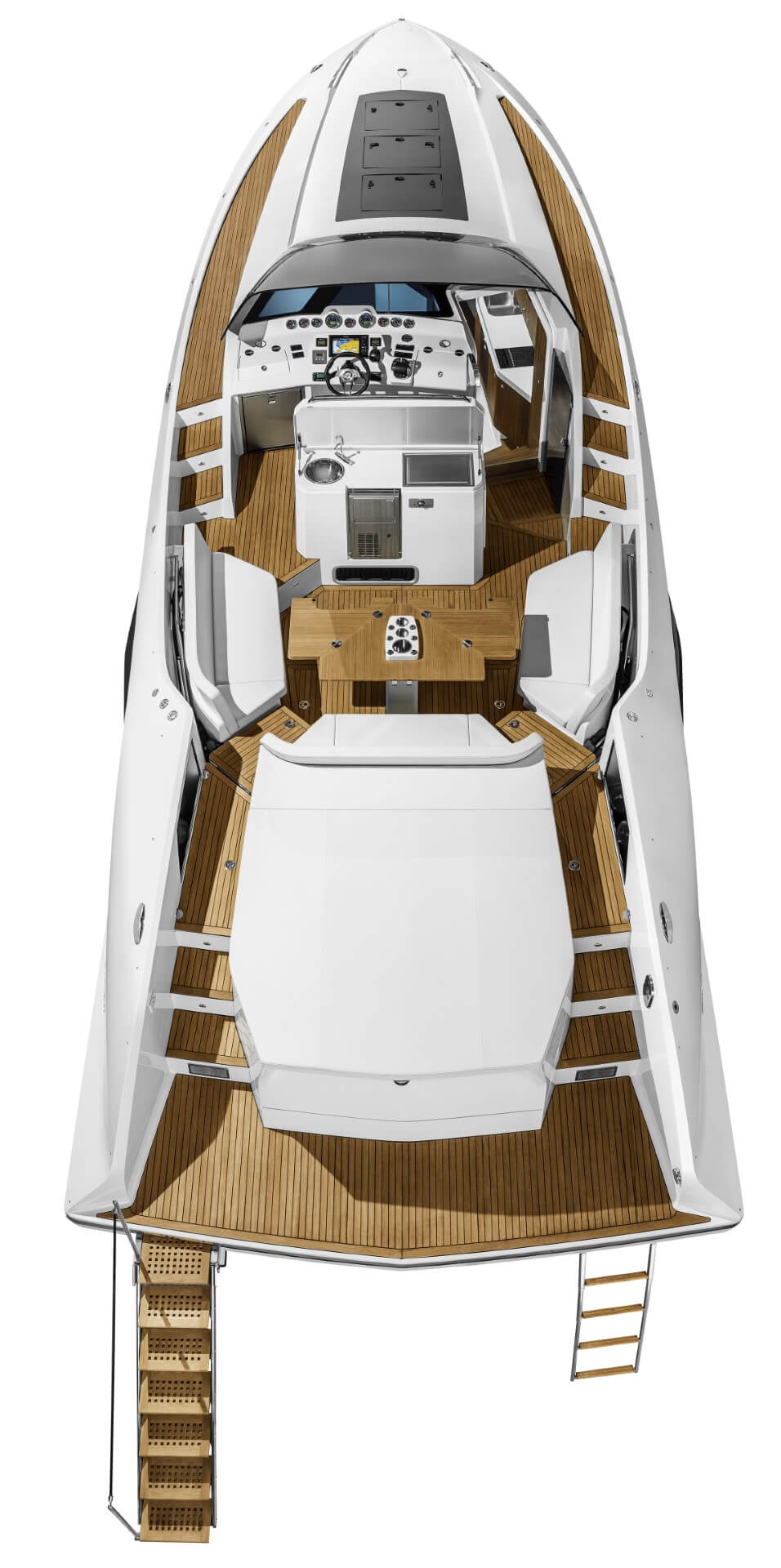 Frauscher 1414 Demon, bovenaanzicht boot met dek