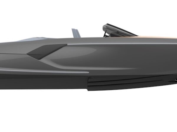 Frauscher 797 Spectre, zijaanzicht grijze speedboot studio