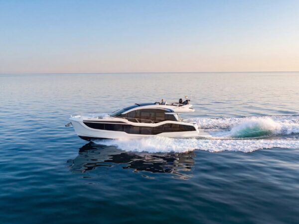 Galeon 570 SKY, boot varend op zee