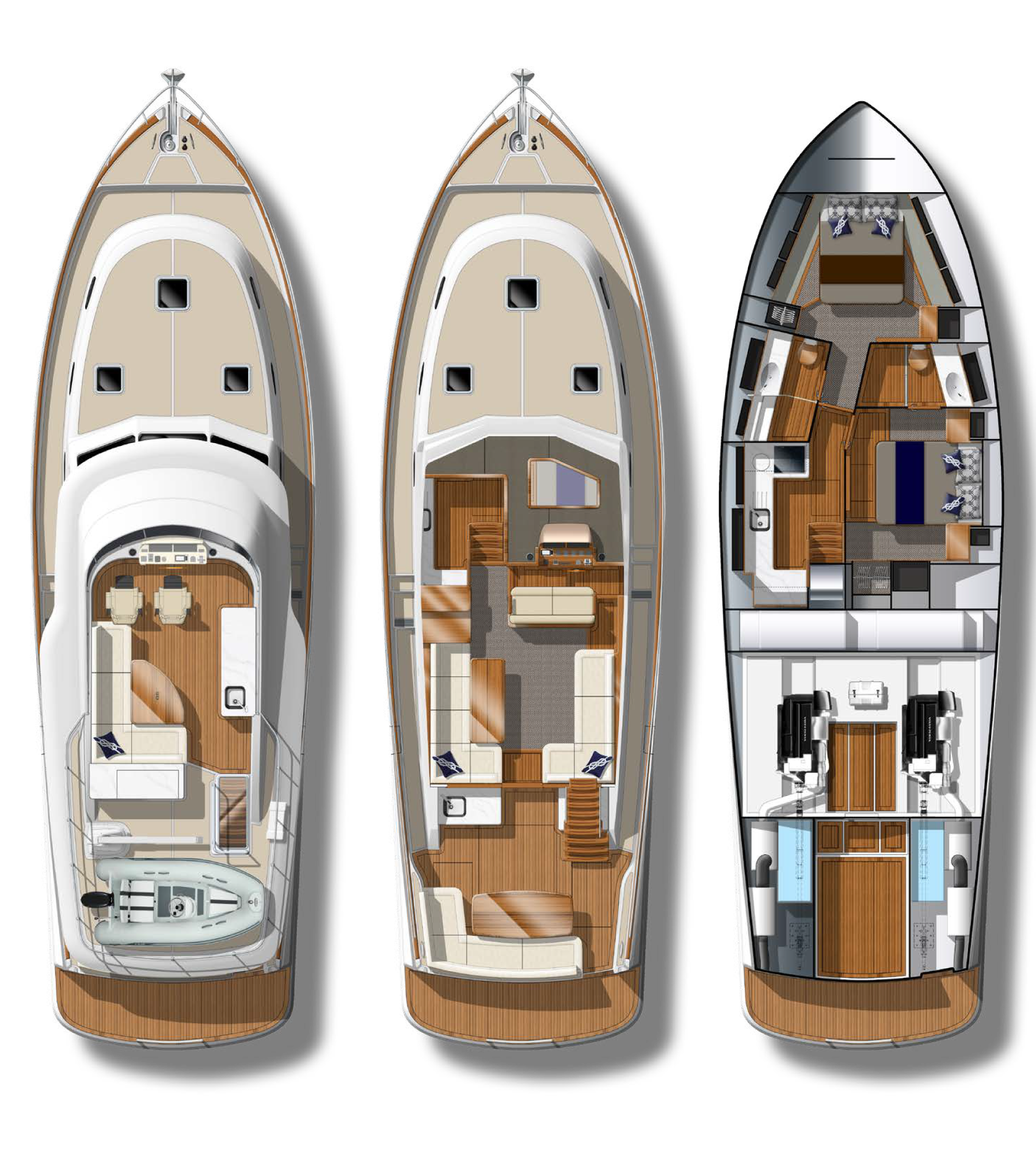 Grand Banks 54, plattegrond dekken van boot