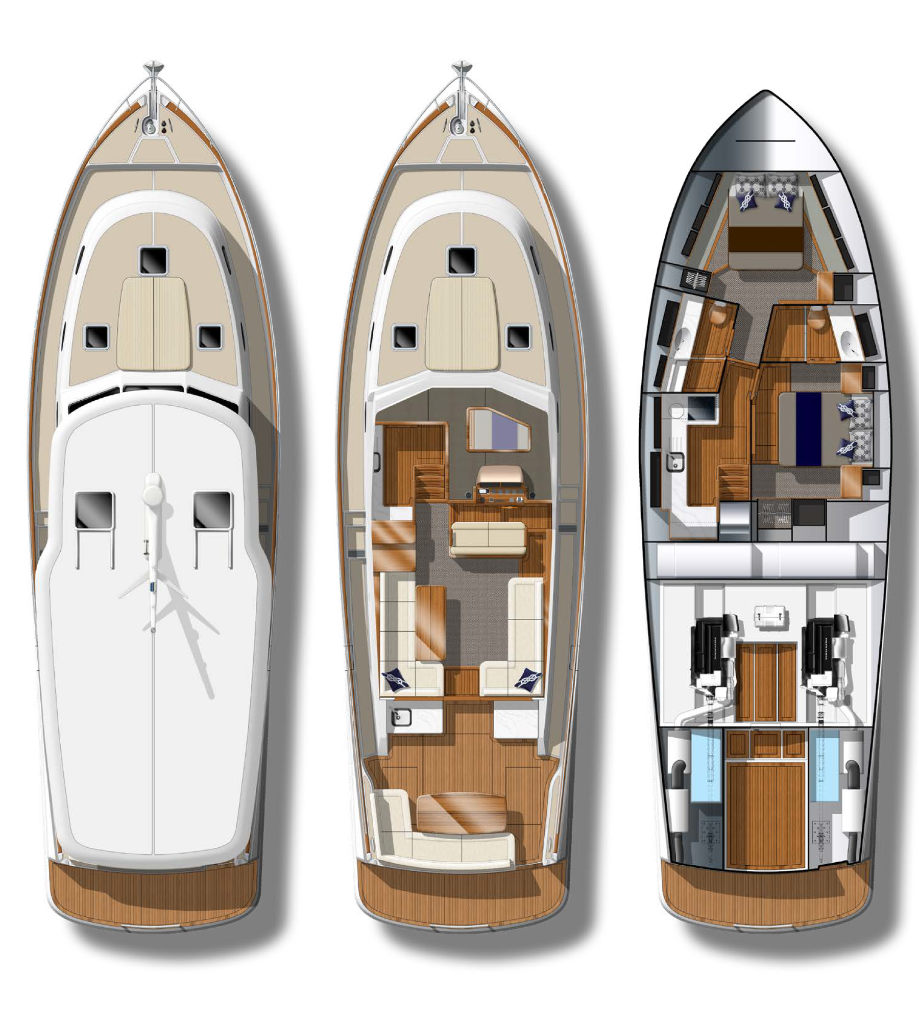 Grand Banks 54, plattegrond van boot indeling