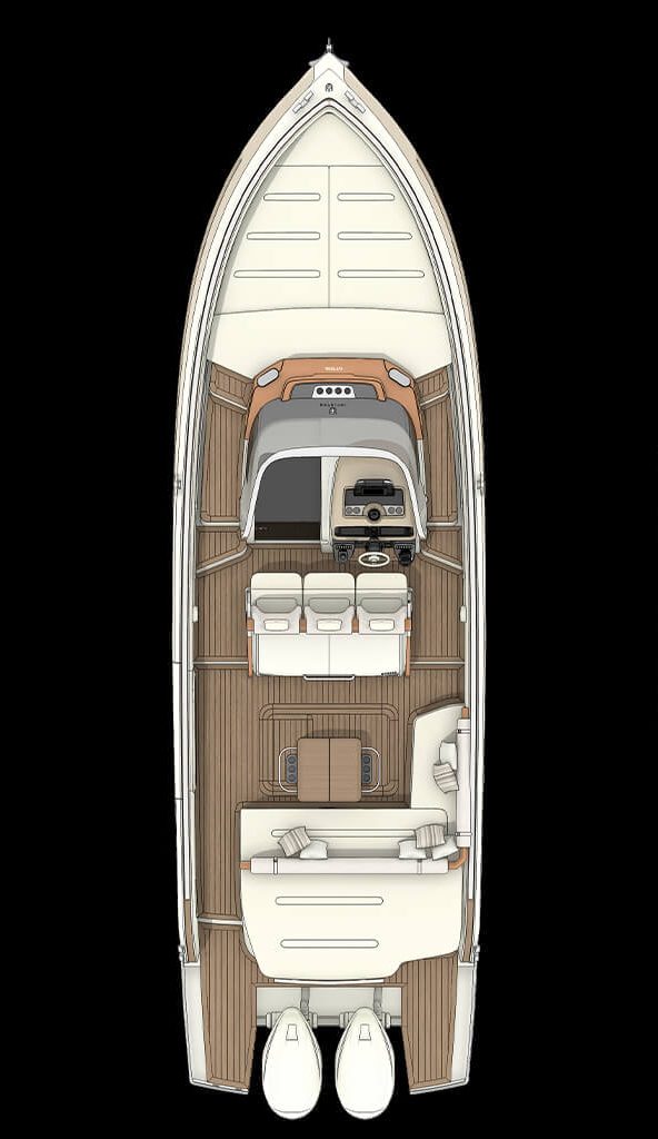 Invictus GT370S, plattegrond boot van bovenaf