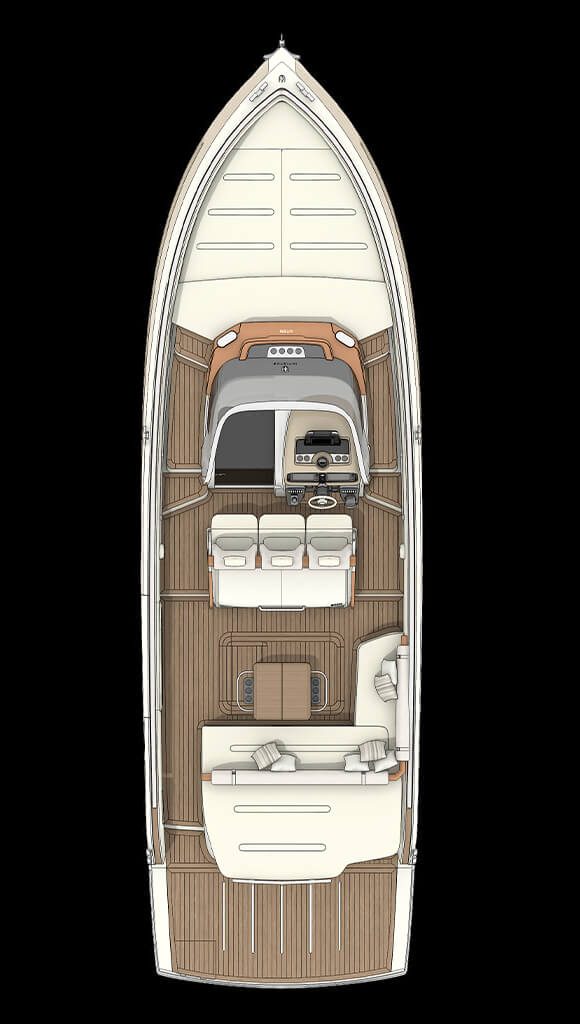 Invictus GT370, plattegrond boot van boven