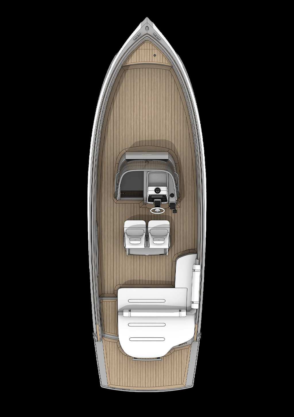 Invictus TT280, plattegrond boot van boven