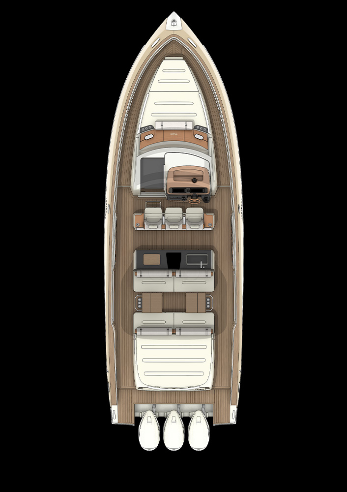 Invictus TT420S, plattegrond boot van bovenaf