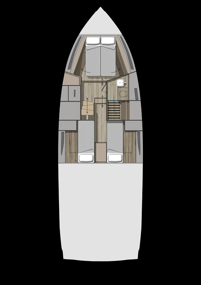 Invictus TT420, plattegrond indeling cabine boot