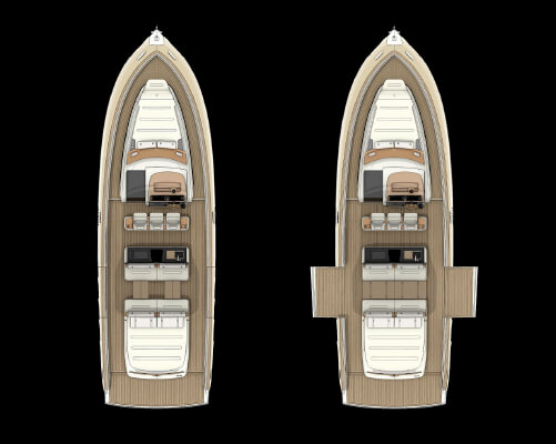 Invictus TT460, plattegrond bovenaanzicht dek layout