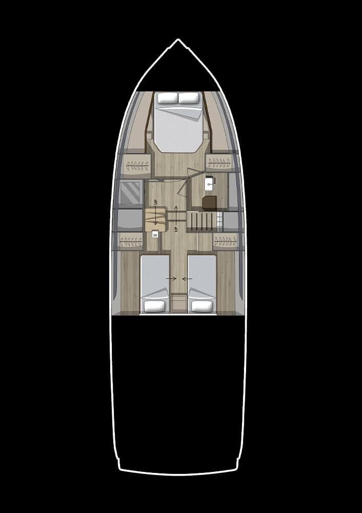 Invictus TT460, plattegrond indeling met slaapkamers