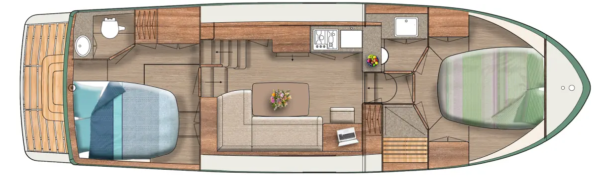 Linssen Grand Sturdy 35.1 AC, plattegrond van boot interieur