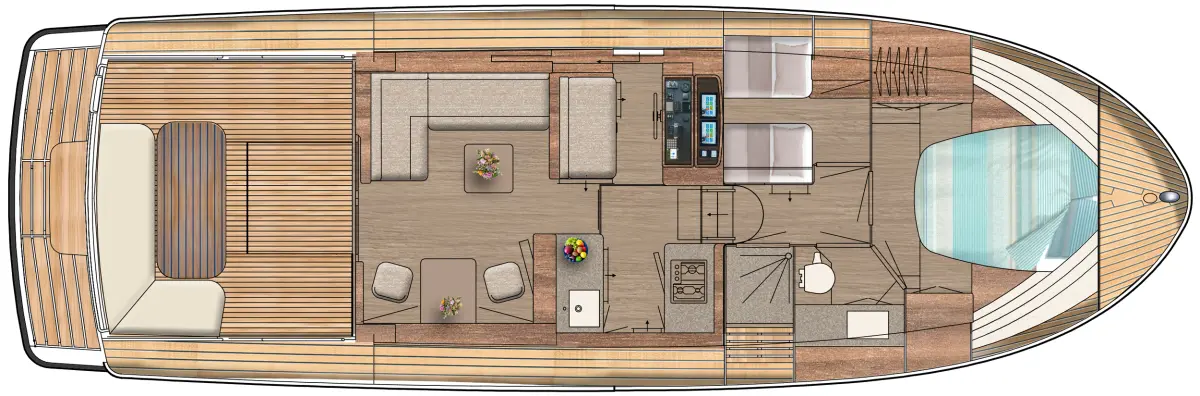 Linssen Grand Sturdy 40.1 (AC / Sedan), plattegrond van bootindeling
