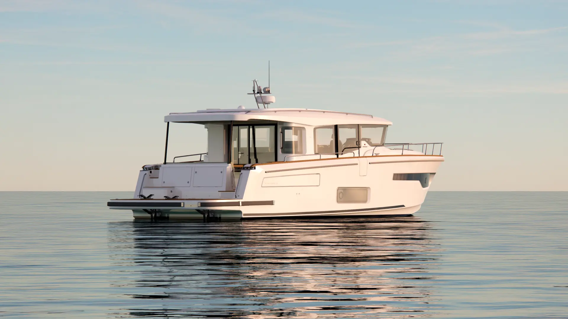 Nimbus 495 Coupé, boot stilliggend op zee