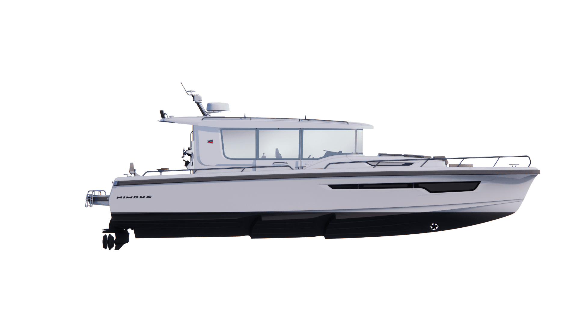 Nimbus C12, boot zijaanzicht op witte achtergrond