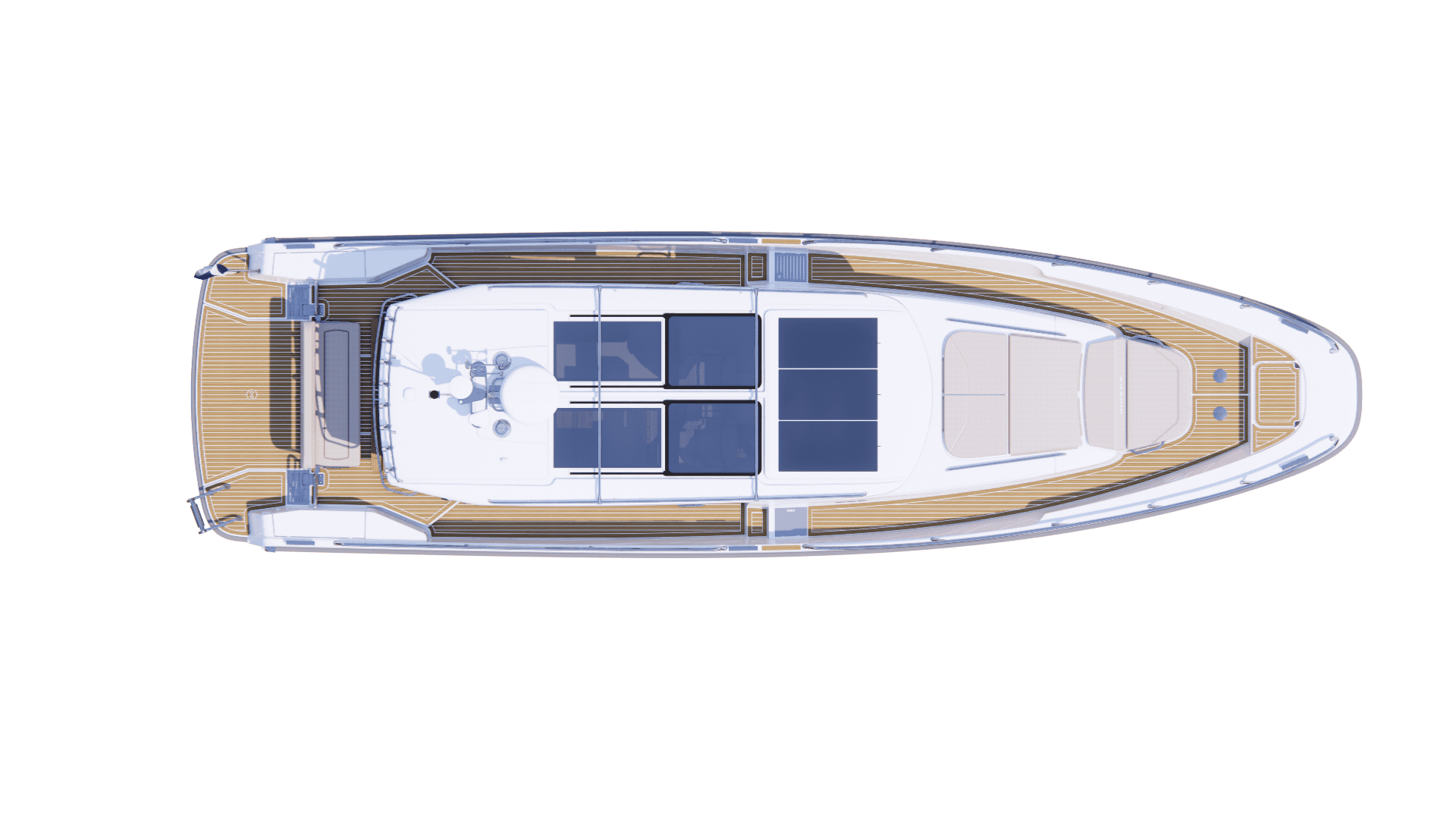 Nimbus C12, bovenaanzicht boot met dek