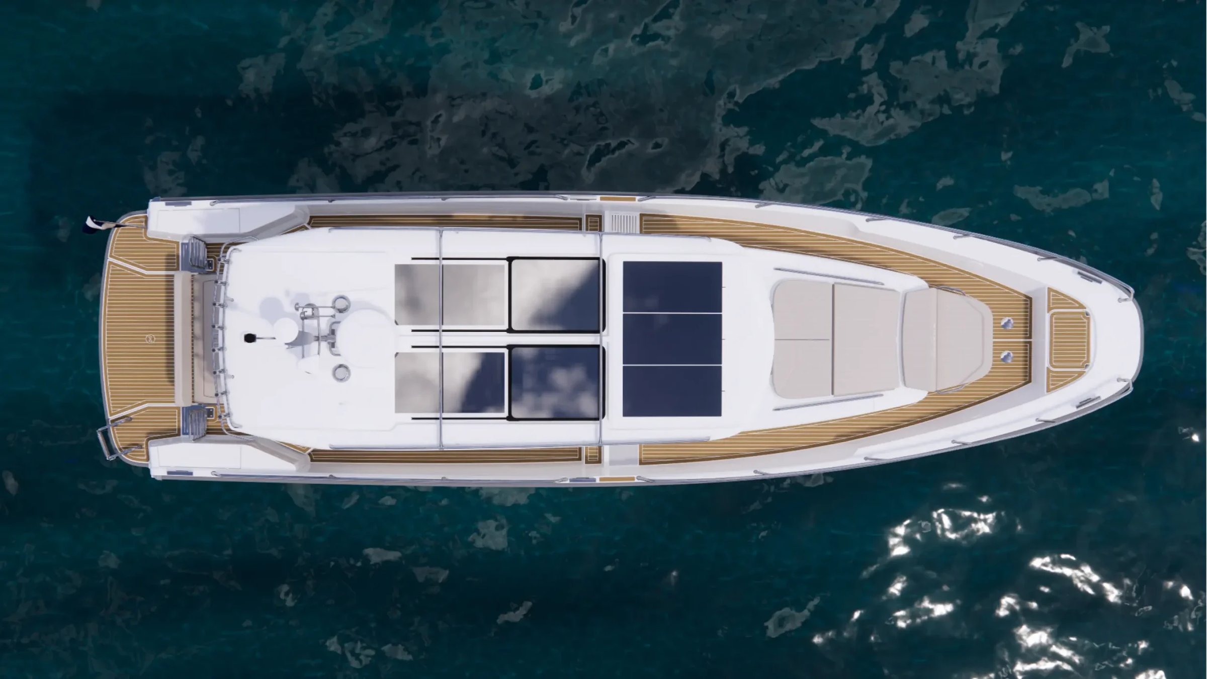 Nimbus C12, luchtfoto boot op water