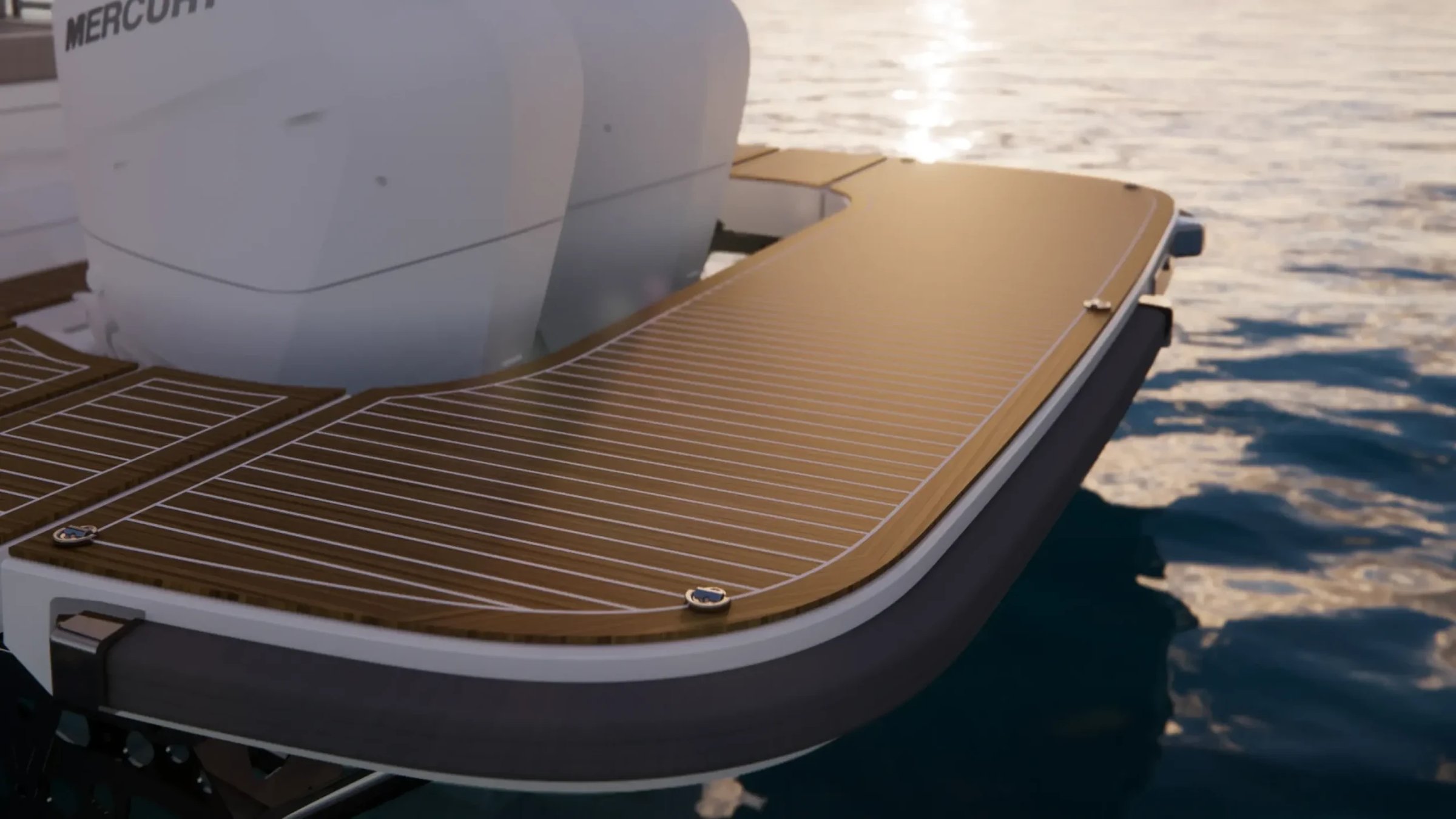 Nimbus Weekender 12 (W12), zwemplatform met teakhouten dek achtersteven