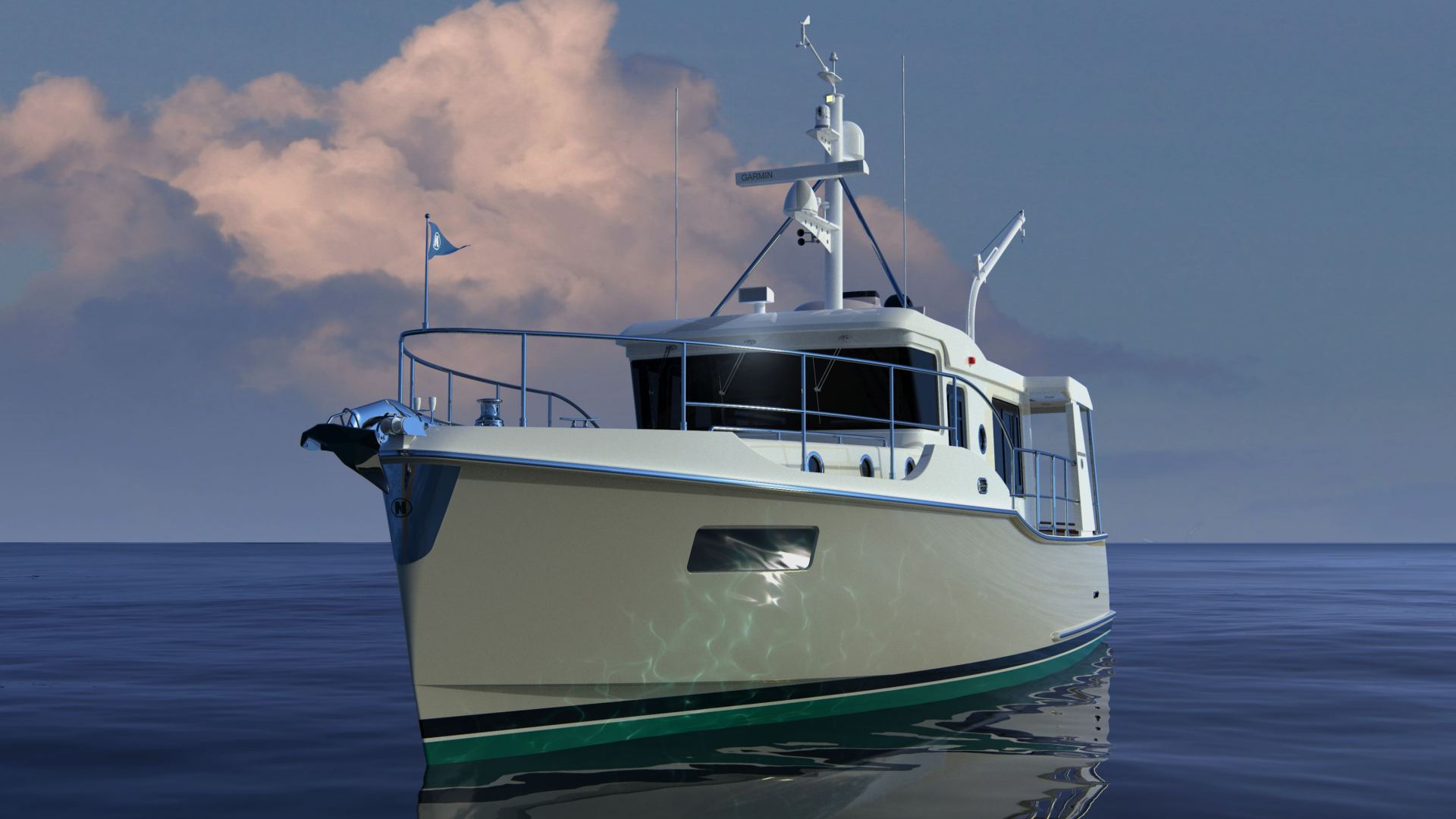 Nordhavn 41, boot drijvend op zee