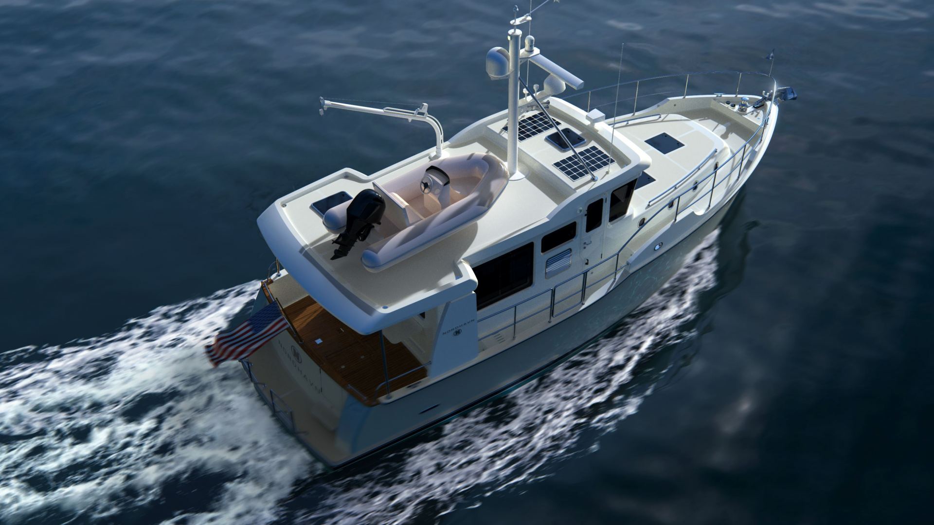 Nordhavn 41, boot varend op zee