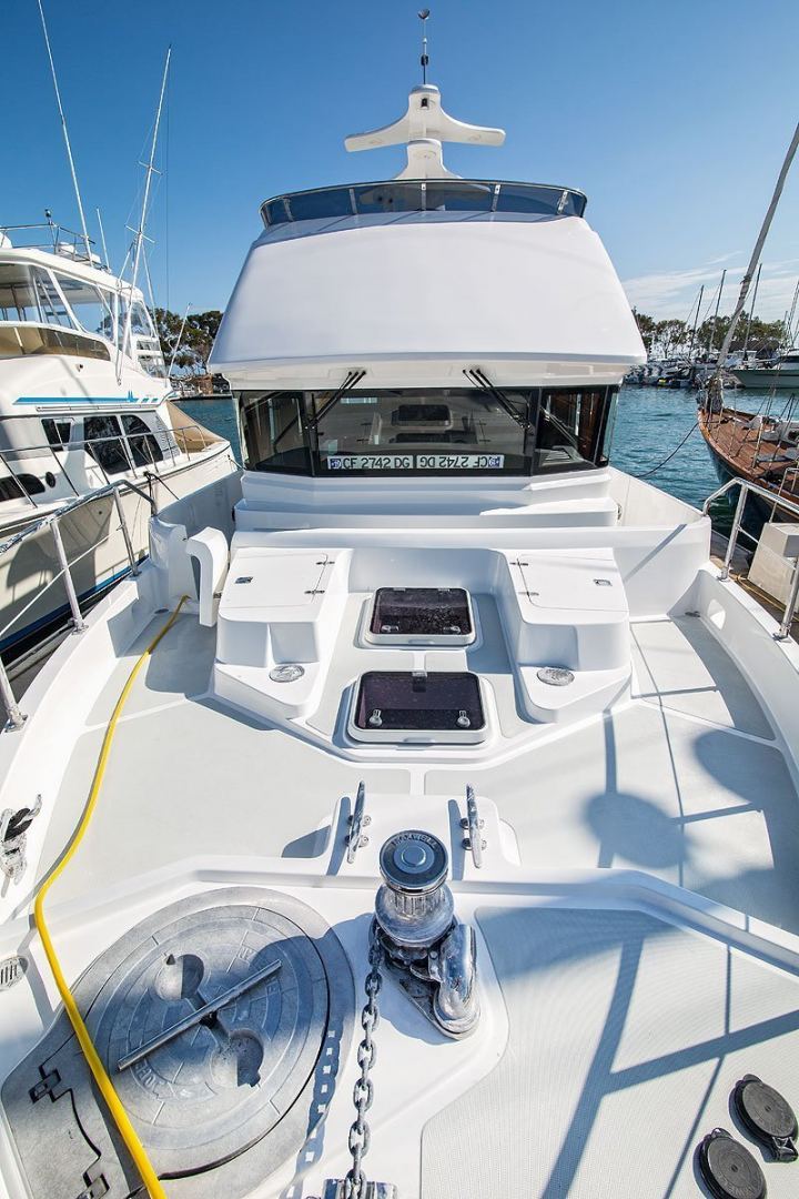 Nordhavn 475, voordek van jacht met luiken