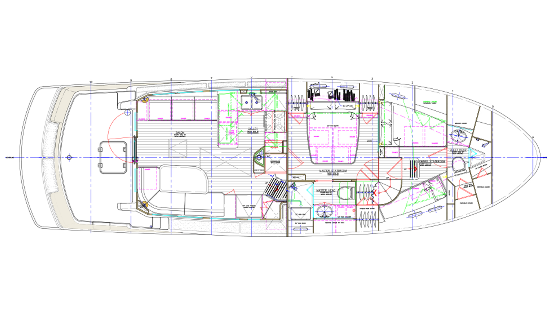 Nordhavn 475, plattegrond indeling boot bovenaanzicht