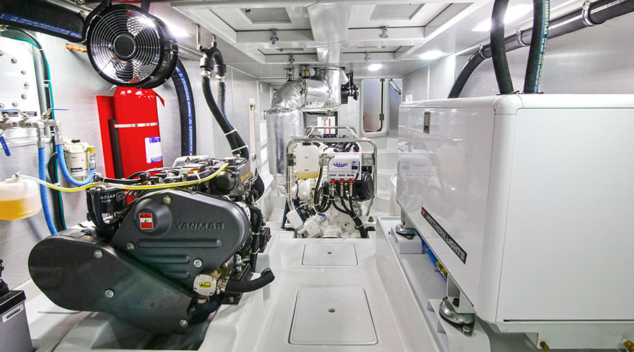 Nordhavn 52, motorruimte met yanmar motor