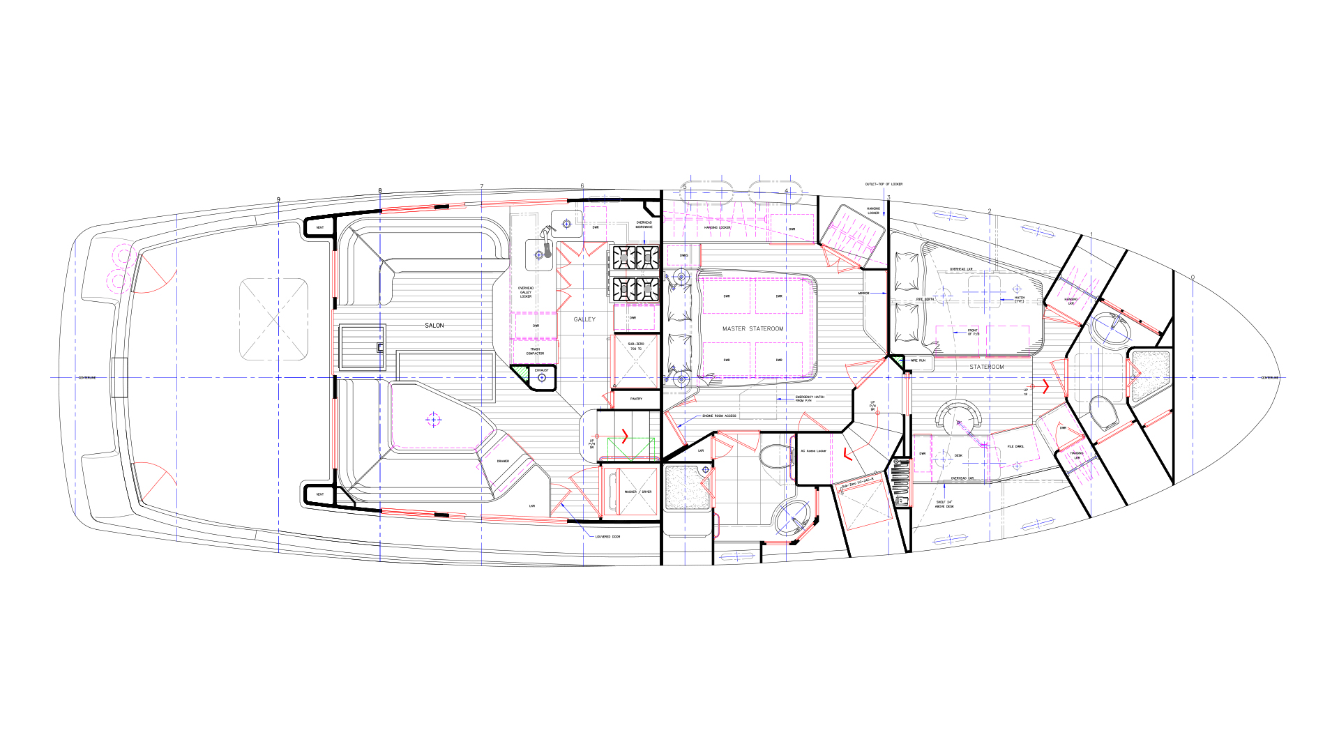 Nordhavn 52, plattegrond indeling boot interieur