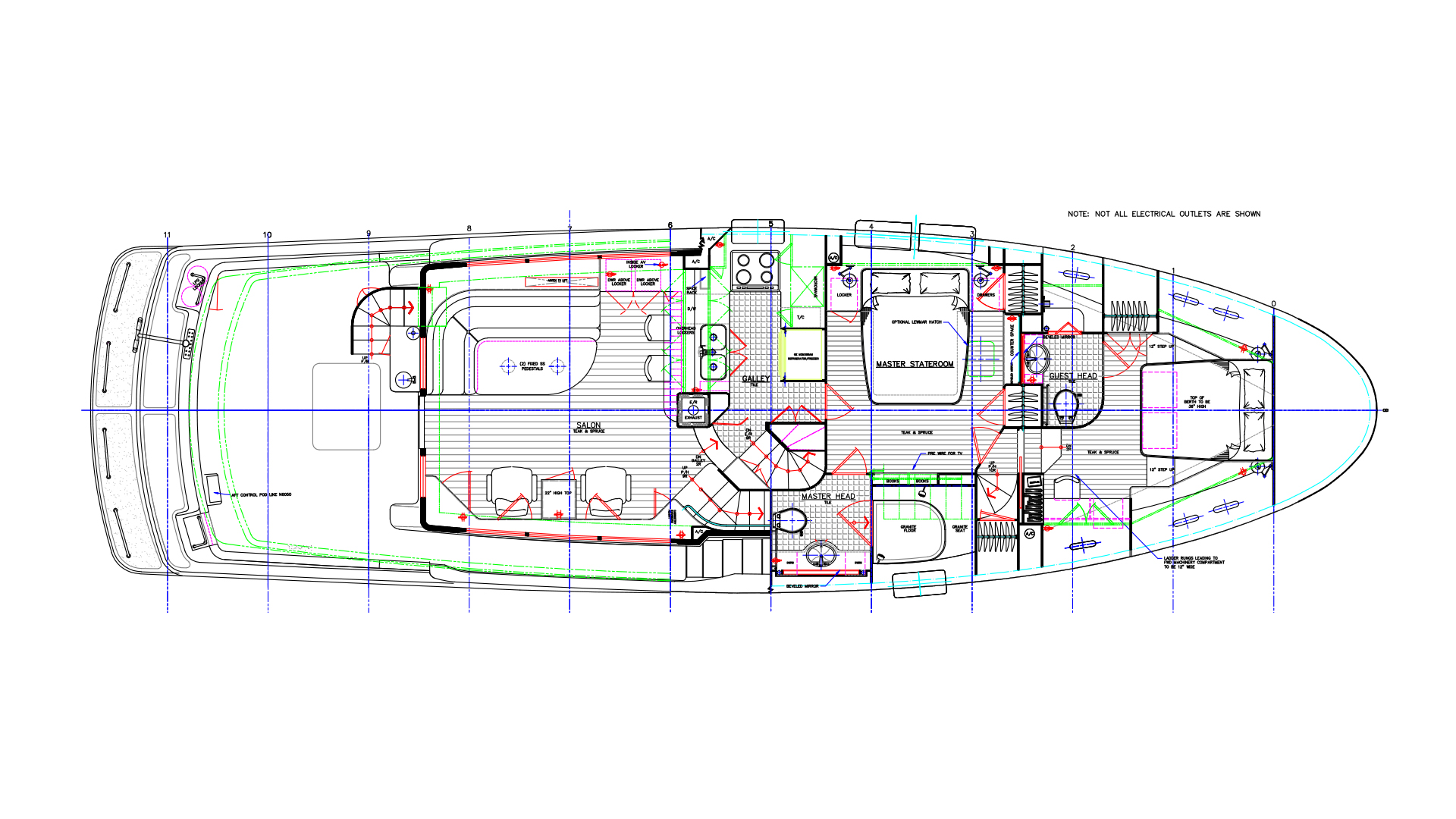 Nordhavn 60, plattegrond indeling van jacht