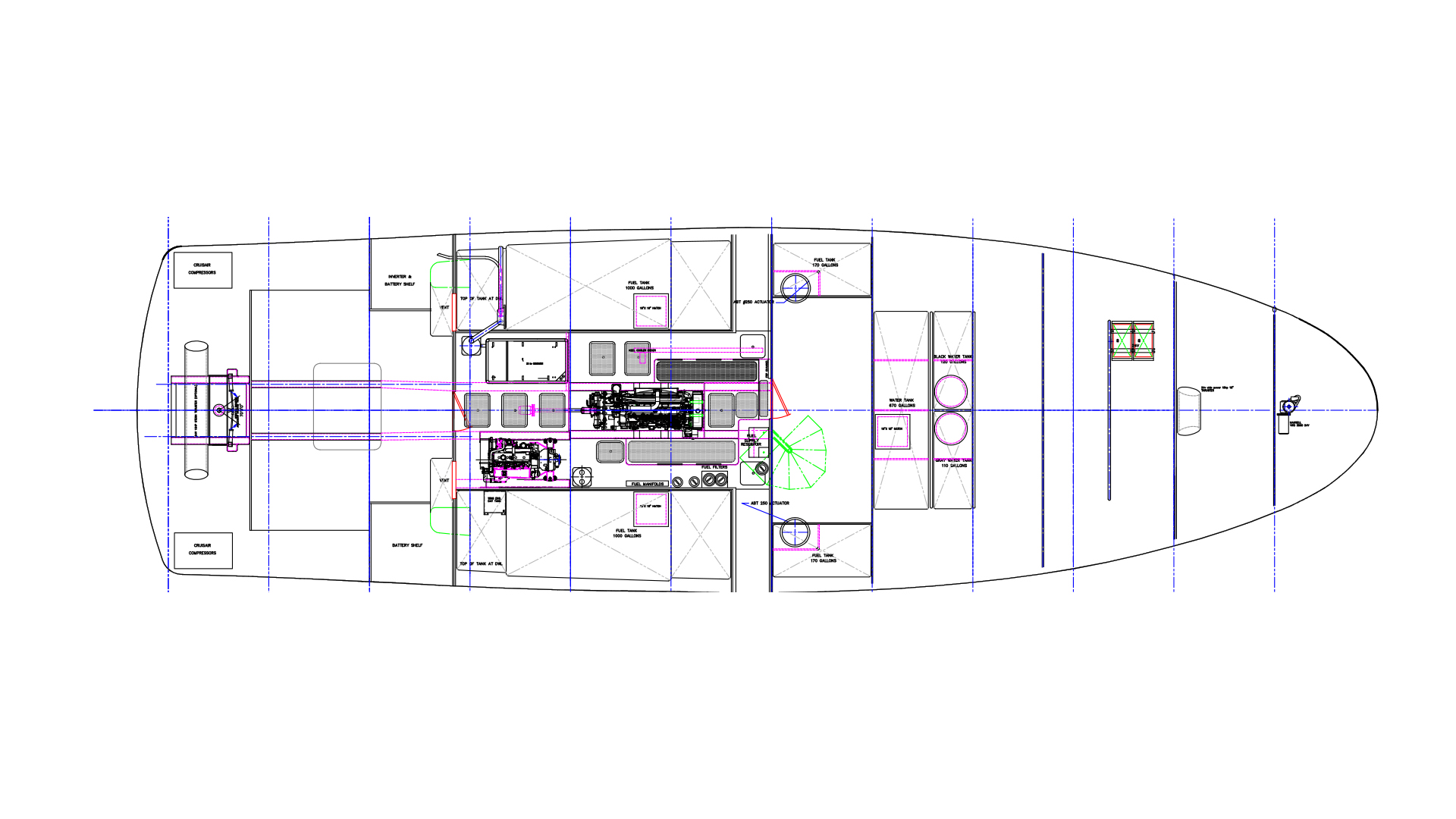 Nordhavn 60, technische tekening machinekamer indeling