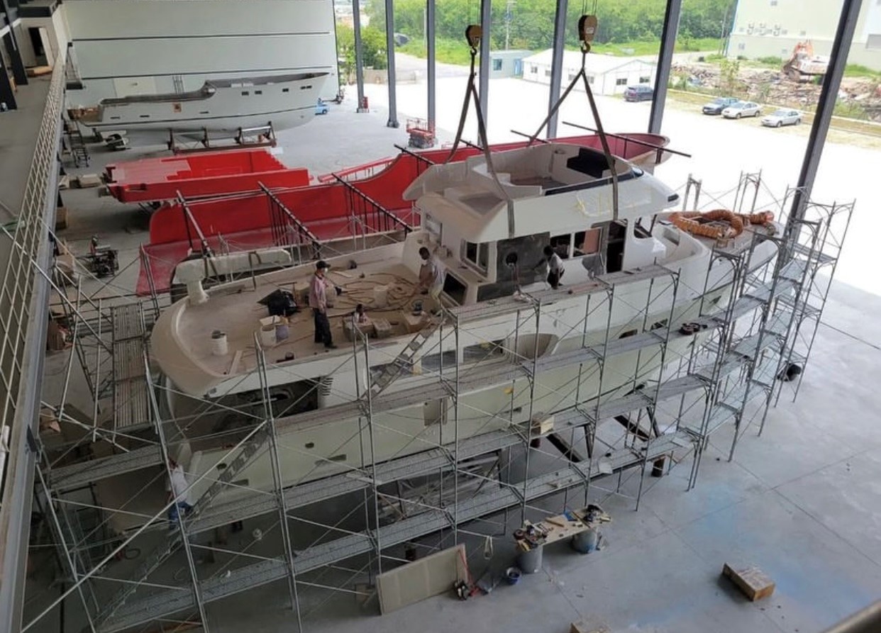 Nordhavn 625, jacht in aanbouw werf