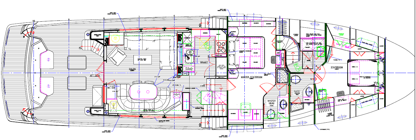 Nordhavn 76, plattegrond indeling boot met kamers