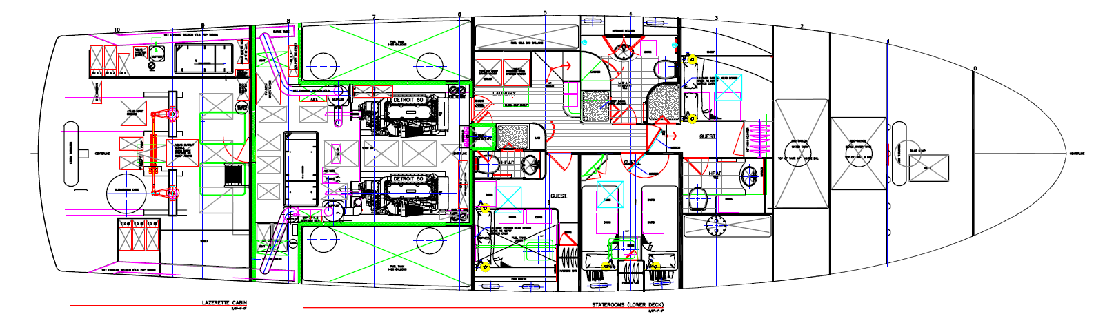 Nordhavn 76, technische tekening plattegrond onderdek